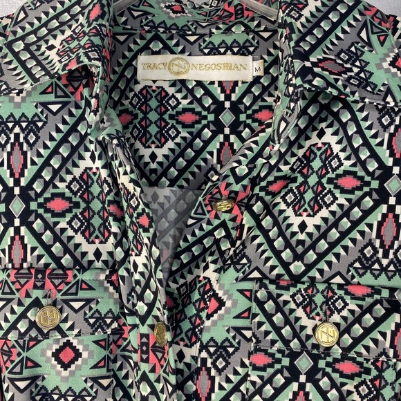 Tracy Negoshian geometric pattern Dress women sz M - Picture 3 of 8